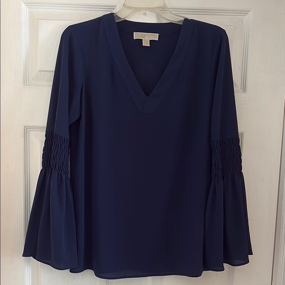 Elegant Navy V-Neck Women's Top